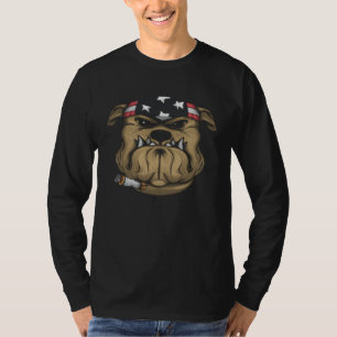 Cool Bulldog Sporting Flag with Style 4th of July T-Shirt