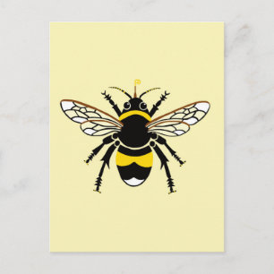 Cool Bumble BEE- Insect - Wildlife - Yellow Postcard