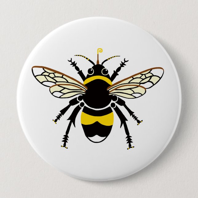 Cool BUMBLE BEE -Insect - yellow & black Button (Front)