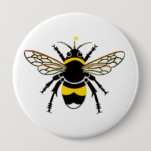 Cool BUMBLE BEE -Insect - yellow & black Button