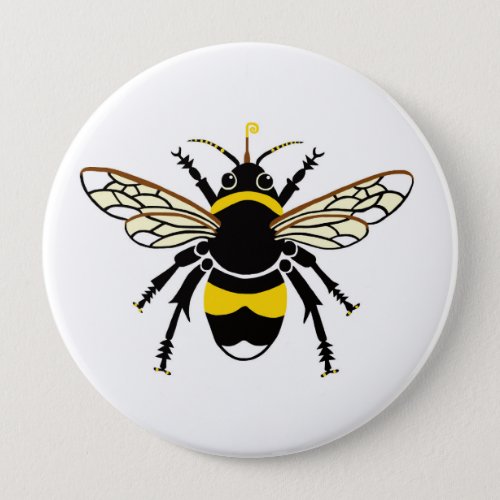 Cool BUMBLE BEE _Insect _ yellow  black Button