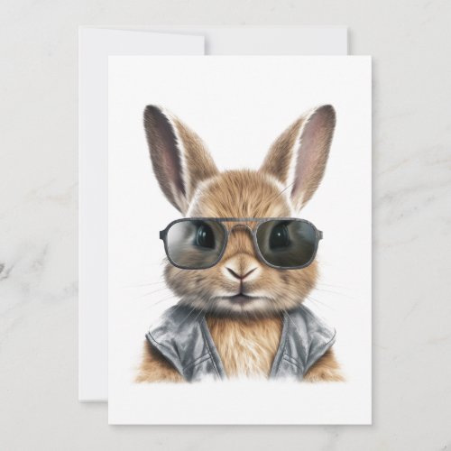 Cool Bunny Blank Greeting Card