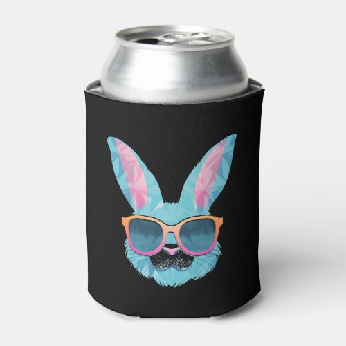 Cool Bunny Cute 2D Easter Design with Sunglasses Can Cooler