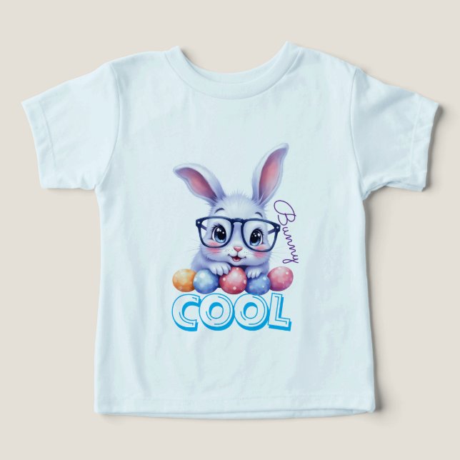 Cool Bunny Easter Personalized Name Kids Toddler T-shirt (Design Front)