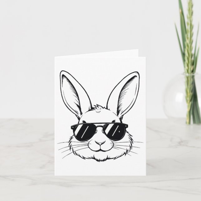 Cool Bunny Face Happy Easter Shirts For Boys Men K Card (Front)
