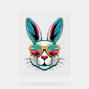 Cool Bunny Face Sunglasses For Easter Rabbit   Acrylic Sign