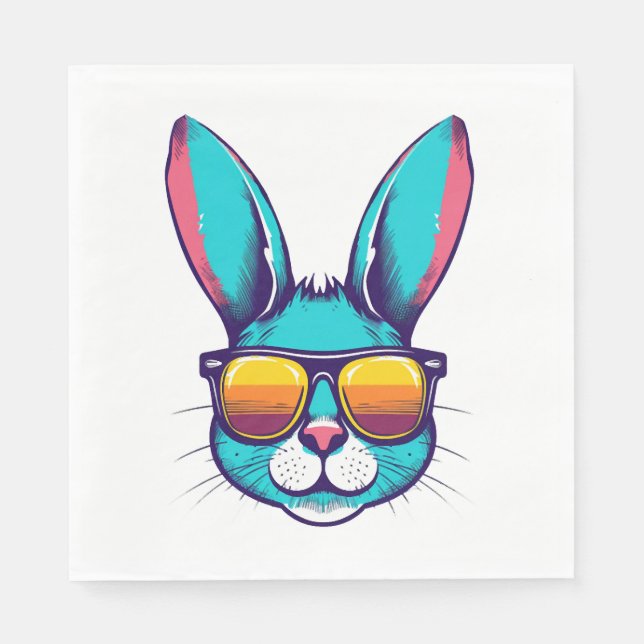 Cool Bunny Face Sunglasses For Easter Rabbit     Napkins (Front)
