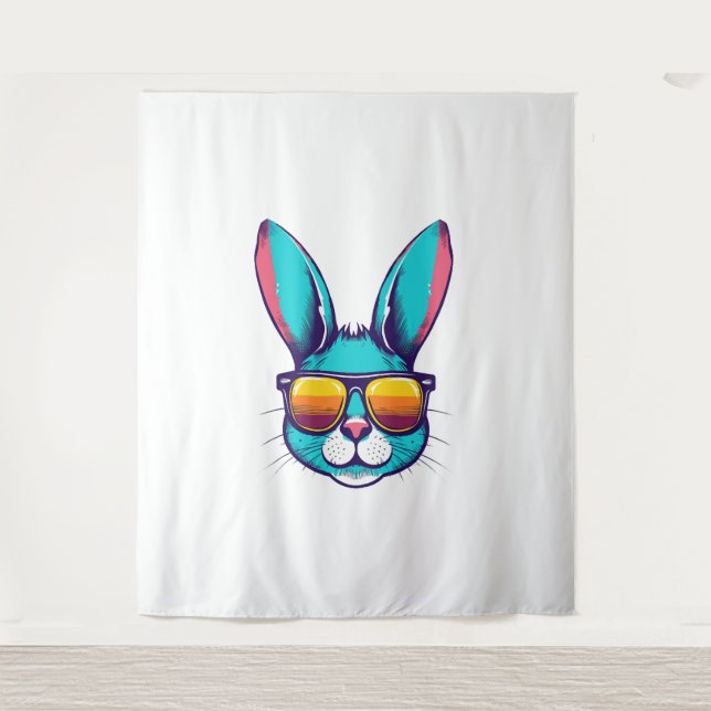 Cool Bunny Face Sunglasses For Easter Rabbit     Tapestry (Front)