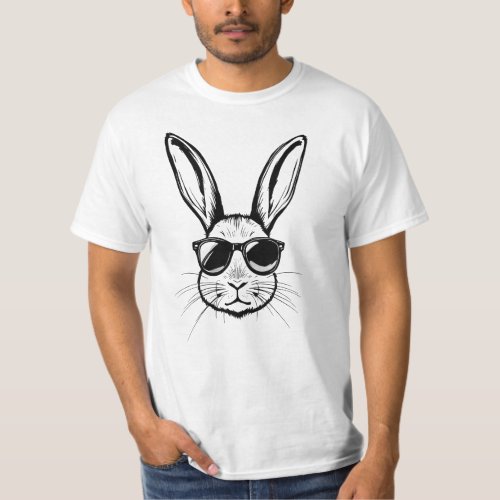 Cool Bunny Face with Sunglasses Men Boy Easter day T_Shirt