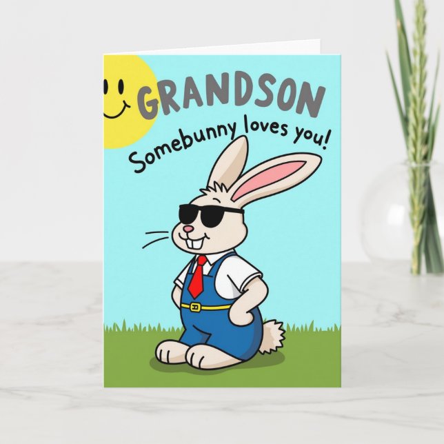 Cool Bunny Friend Greeting Card (Front)