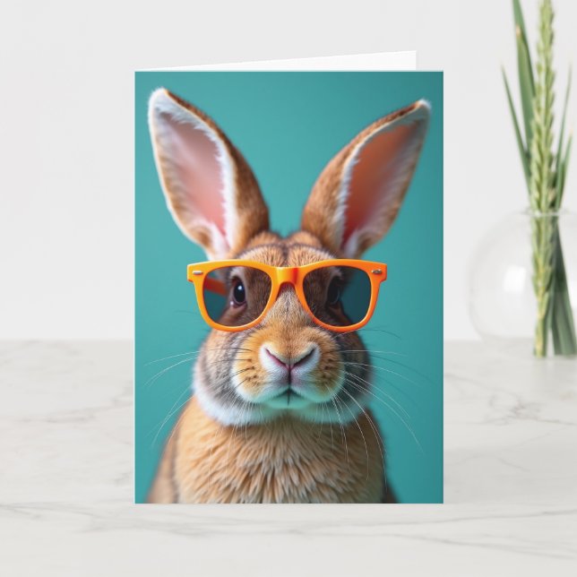 Cool Bunny Glasses Card (Front)