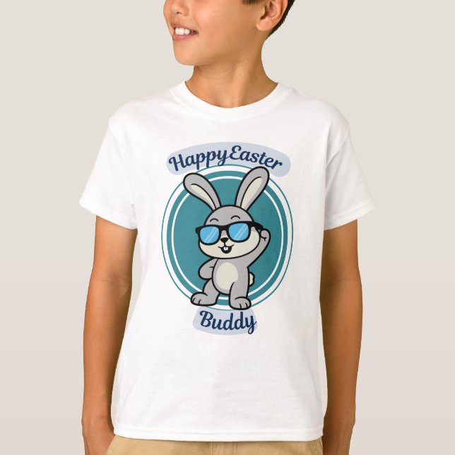 Cool Bunny Happy Easter Buddy T Shirt (Front)