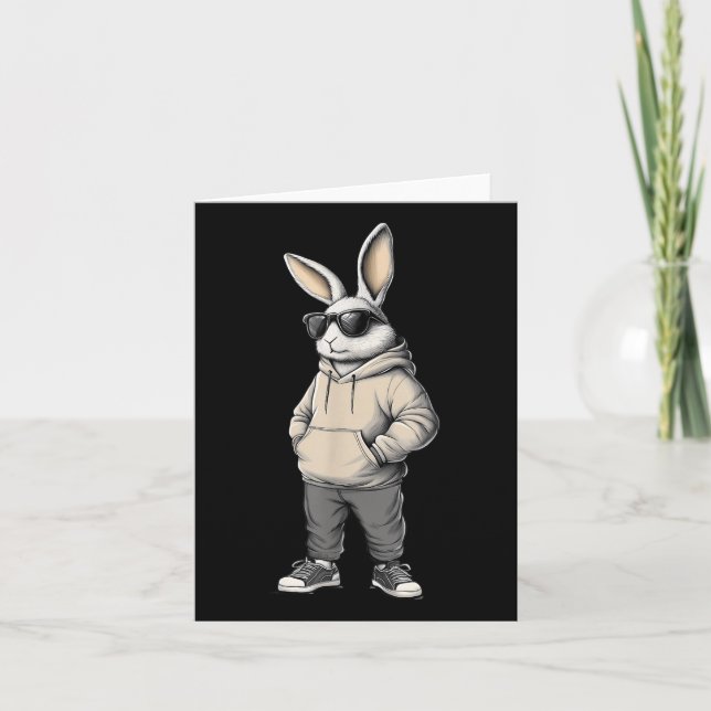 Cool Bunny Happy Easter Day Rabbit Sungles Men Kid Card (Front)