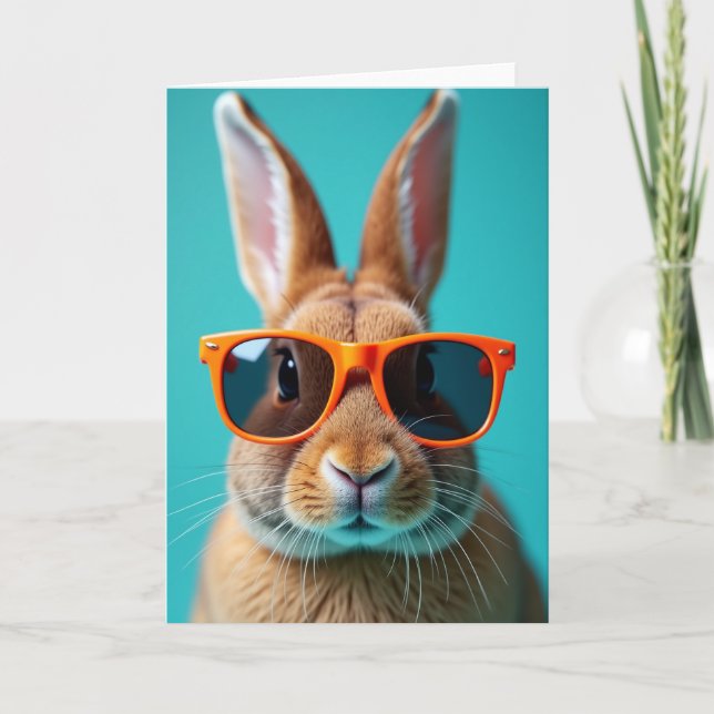 Cool Bunny In Glasses Card (Front)