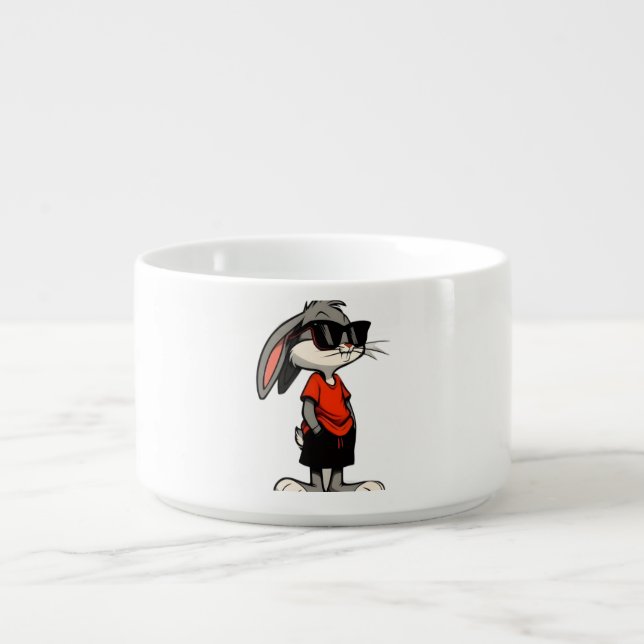 Cool Bunny in Shades Cartoon Illustration Bowl (Center)