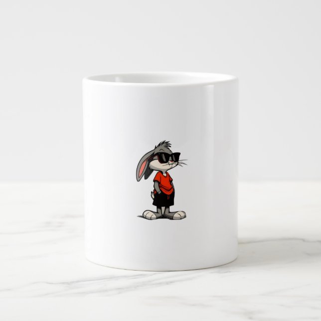 Cool Bunny in Shades Cartoon Illustration Giant Coffee Mug (Front)