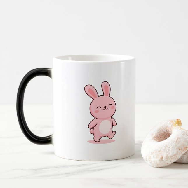 Cool Bunny Minimal Kawaii Style Color Morph Mug (With Donut)