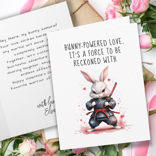Cool Bunny Ninja Warrior Boyfriend Valentines Day Card