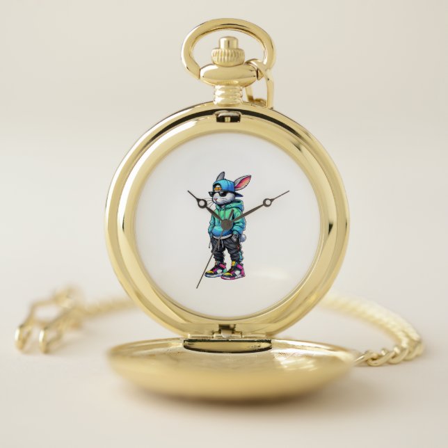 Cool Bunny Rabbit Sunglasses Easter Day For Boys M Pocket Watch (Inside)