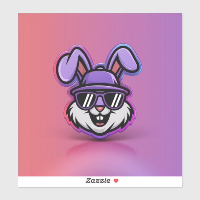 Cool Bunny Sticker: Trendy & Fun Design! Sticker (Sheet)