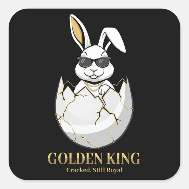 Cool Bunny Sunglasses Golden King Funny Rabbit Square Sticker (Front)