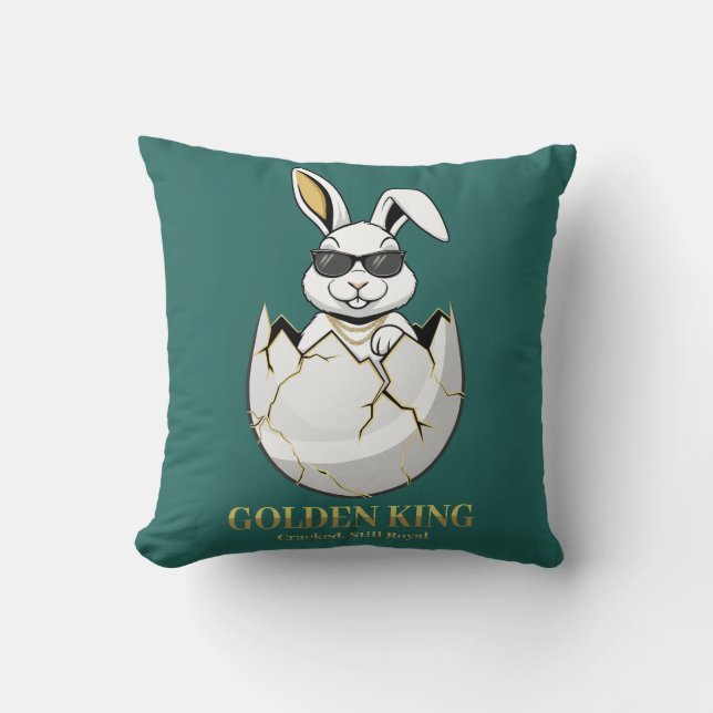 Cool Bunny Sunglasses Golden King Funny Rabbit Throw Pillow (Front)