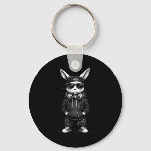 Cool Bunny With Sungles Cap Happy Easter Day Boys  Keychain