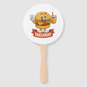 Cool Burger Buddy with Juice – Fun Cartoon Charact Hand Fan
