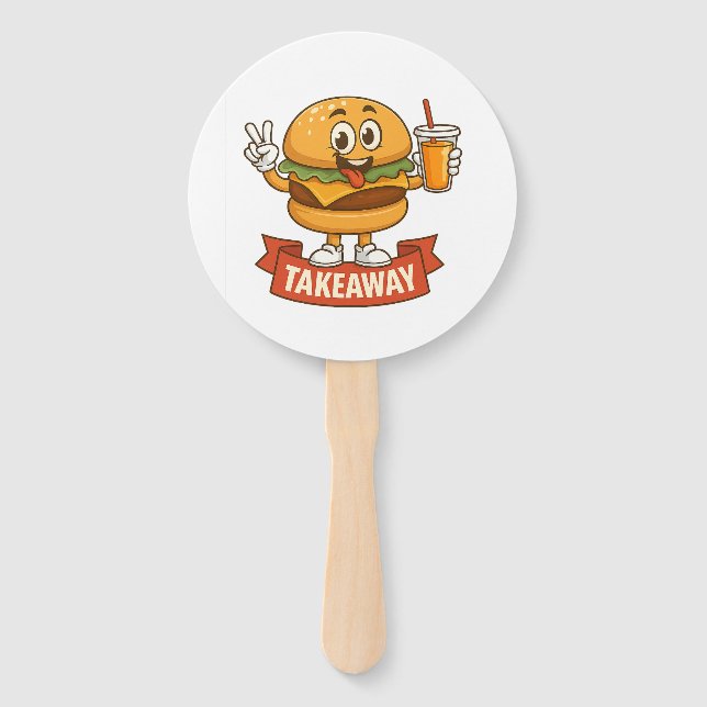Cool Burger Buddy with Juice – Fun Cartoon Charact Hand Fan (Front)