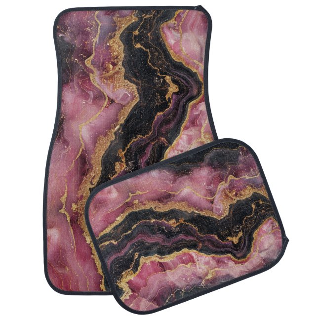 Cool Burgundy Marble Stone Car Floor Mat (Set)