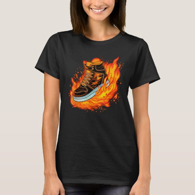 Cool burning Boots with Flames for Footwear T-Shirt (Front)