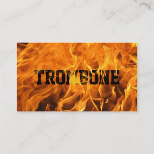 Cool Burning Fire Trombone Business Card