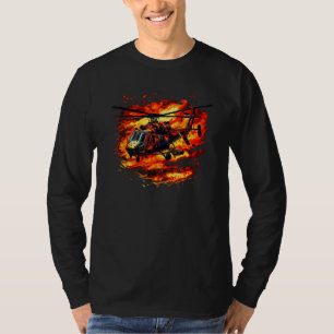 Cool burning Helicopter with Flames & Fire for Pil T-Shirt