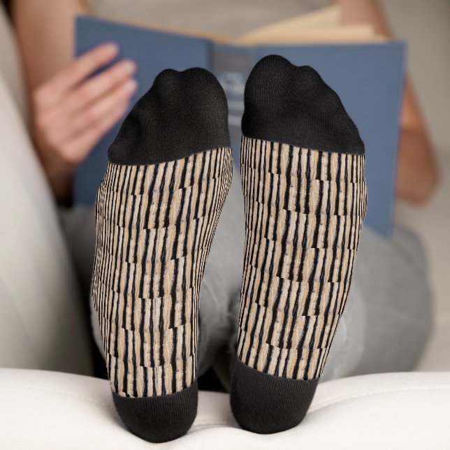 Cool Burnt Tree Bark Texture Pattern Socks (Bottom)