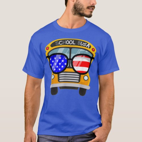 Cool Bus with Sunglasses School Bus Party T_Shirt