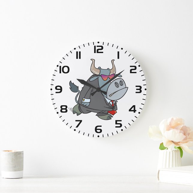 Cool Business Bull in Suit with Sunglasses  Large Clock (Creator Uploaded)