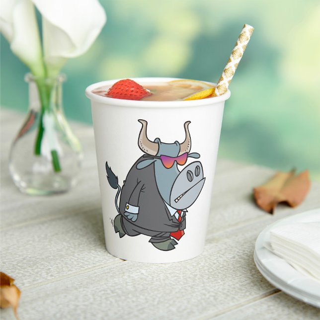 Cool Business Bull in Suit with Sunglasses  Paper Cups (Creator Uploaded)