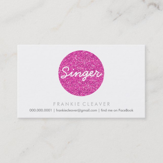 COOL BUSINESS CARD bold spot pink glitter effect (Front)