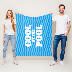 Cool by the pool blue wavy water lines pattern fleece blanket