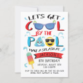 Cool by the Pool Emoji Boy Birthday Party Invitation (Front)