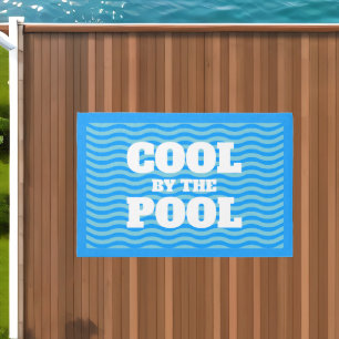 Cool by the pool funny summer blue wave outdoor rug