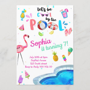 Cool by the Pool Summer Girl Birthday Pool Party Invitation