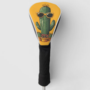 Cool Cactus with Sunglasses and Flowers Golf Head Cover