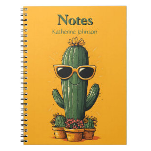 Cool Cactus with Sunglasses and Flowers Notebook