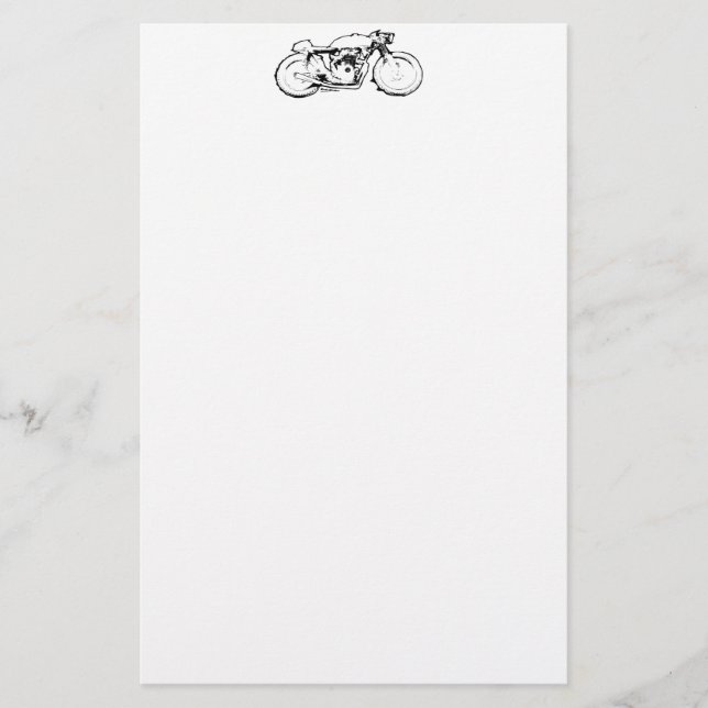 Cool Cafe Racer Motorcycle Drawing Stationery (Front)