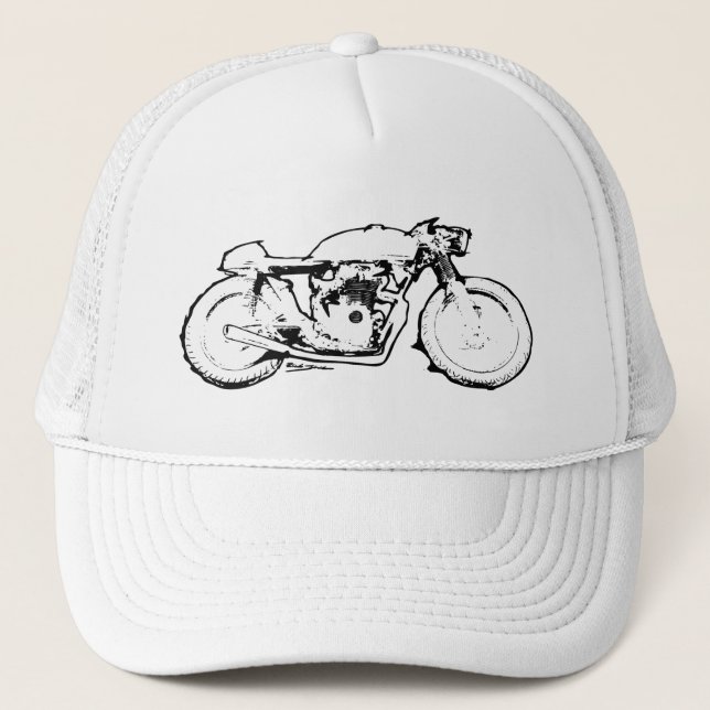 Cool Cafe Racer Motorcycle Drawing Trucker Hat (Front)
