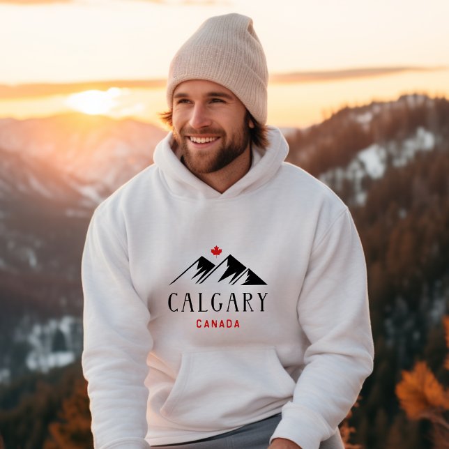 Cool Calgary Canada Mountains Maple Leaf  Hoodie (Creator Uploaded)