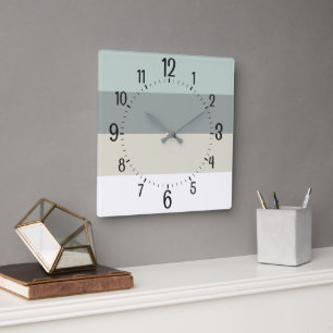 Cool Calming Minimalist Stripes Pattern Square Wall Clock