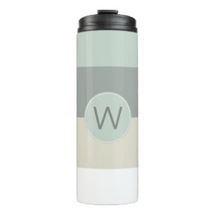 Cool Calming Stripes Pattern with Monogram Thermal Tumbler