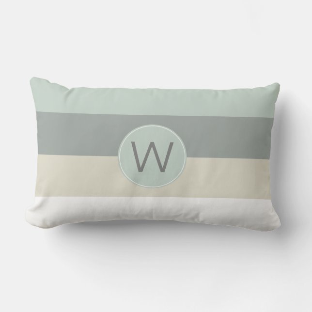Cool Calming Stripes with Your Monogram Lumbar Pillow (Front)